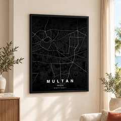 Multan Black & White Map - Minimalist City Map Series | Signature Artwork #00792