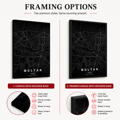 Multan Black & White Map - Minimalist City Map Series | Signature Artwork #00792