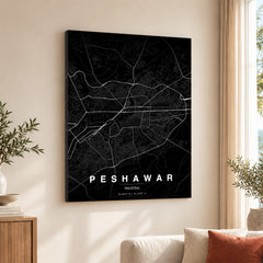 Peshawar Black & White Map - Minimalist City Map Series | Signature Artwork #00793