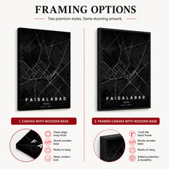 Faisalabad Black & White Map - Minimalist City Map Series | Signature Artwork #00794