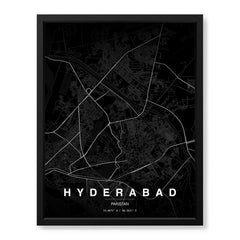 Hyderabad Black & White Map - Minimalist City Map Series | Signature Artwork #00796