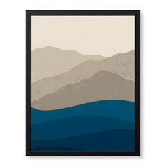 Grey & Blue Mountains With Sea Abstract Design | Abstract Office Artwork #0081