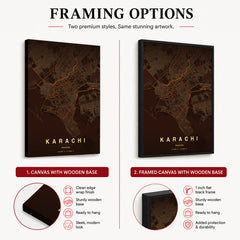 Karachi Orange & Brown Map - Minimalist City Map Series | Signature Artwork #00812