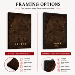 Lahore Orange & Brown Map - Minimalist City Map Series | Signature Artwork #00813