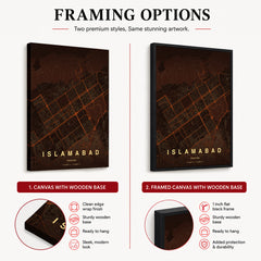 Islamabad Orange & Brown Map - Minimalist City Map Series | Signature Artwork #00814