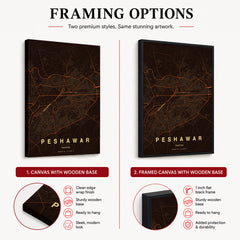 Peshawar Orange & Brown Map - Minimalist City Map Series | Signature Artwork #00817