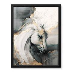 White Silver & Gold Beautiful Horse Art Design | Abstract Fashion Artwork #0082
