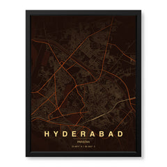 Hyderabad Orange & Brown Map - Minimalist City Map Series | Signature Artwork #00820