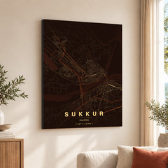 Sukkur Orange & Brown Map - Minimalist City Map Series | Signature Artwork #00821