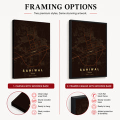 Sahiwal Orange & Brown Map - Minimalist City Map Series | Signature Artwork #00823