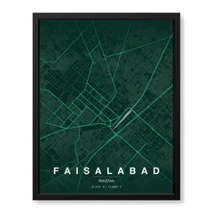 Faisalabad Emerald & Teal Map - Minimalist City Map Series | Signature Artwork #00830
