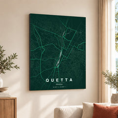 Quetta Emerald & Teal Map - Minimalist City Map Series | Signature Artwork #00831