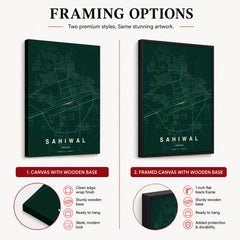Sahiwal Emerald & Teal Map - Minimalist City Map Series | Signature Artwork #00835