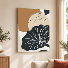 Black & White Flower Portrait Over Colorful Background | Abstract Floral Artwork #0086