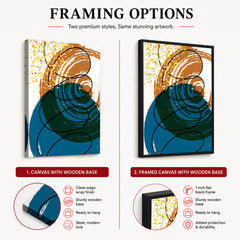 Sea Blue & Brown Abstract With Black Line | Abstract Office Artwork #009