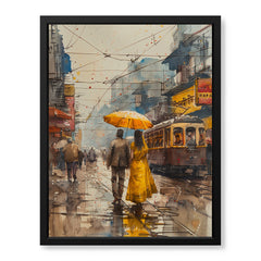 Beautiful Couple Walking In Rainy Weather | Abstract Fashion Artwork #0090