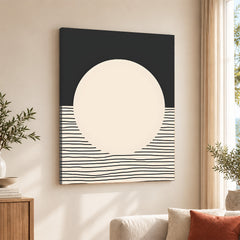 Black Line Art Over Black & Beige Background | Abstract Office Artwork #0092