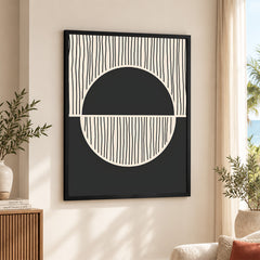 Black Line Art Over Black & White Background | Abstract Office Artwork #0093