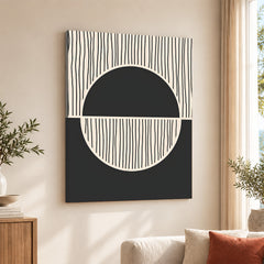 Black Line Art Over Black & White Background | Abstract Office Artwork #0093