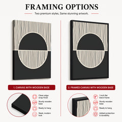 Black Line Art Over Black & White Background | Abstract Office Artwork #0093