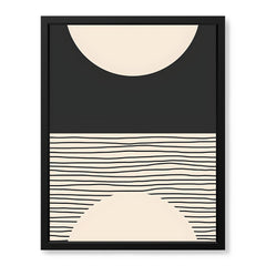 Black Line Art Over Black & Beige Background | Abstract Office Artwork #0094