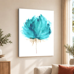 Beautiful Blue Flower Paint Art Over White Background | Abstract Floral Artwork #0097