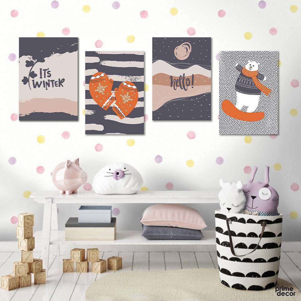 Artistic Creative Winter Set (4 Panel) Kids Wall Art - Prime Décor