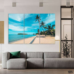 Beautiful Tropical Beach Sea (3 Panel) Nature Wall Art - Prime Décor