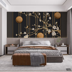 Golden Tree Leaves | Floral Wallpaper Mural - Prime Décor