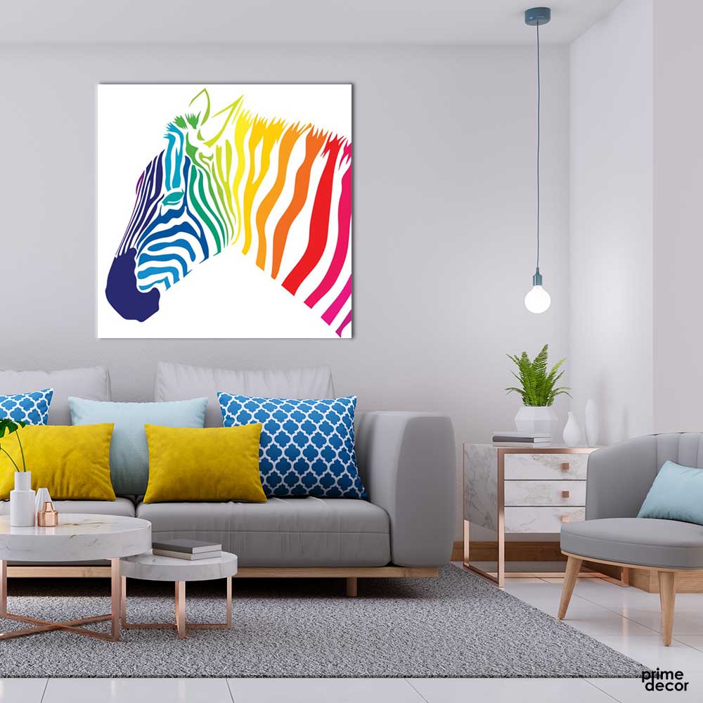 The Colorwheel Zebra (Square Panel) Illustration Wall Art - Prime Décor