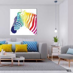 The Colorwheel Zebra (Square Panel) Illustration Wall Art - Prime Décor