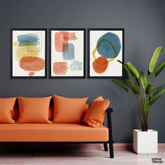 Abstract Watercolor Orange Theme (3 Panel) Nordic Wall Art - Prime Décor