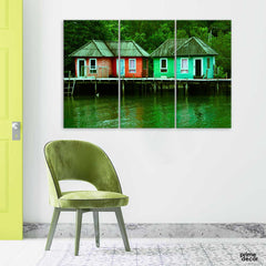 Shed Houses Stilts (3 Panel) Village Wall Art - Prime Décor