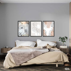 Set of Three Stream Flowers (3 Panel) Floral Wall Art On Sale - Prime Décor