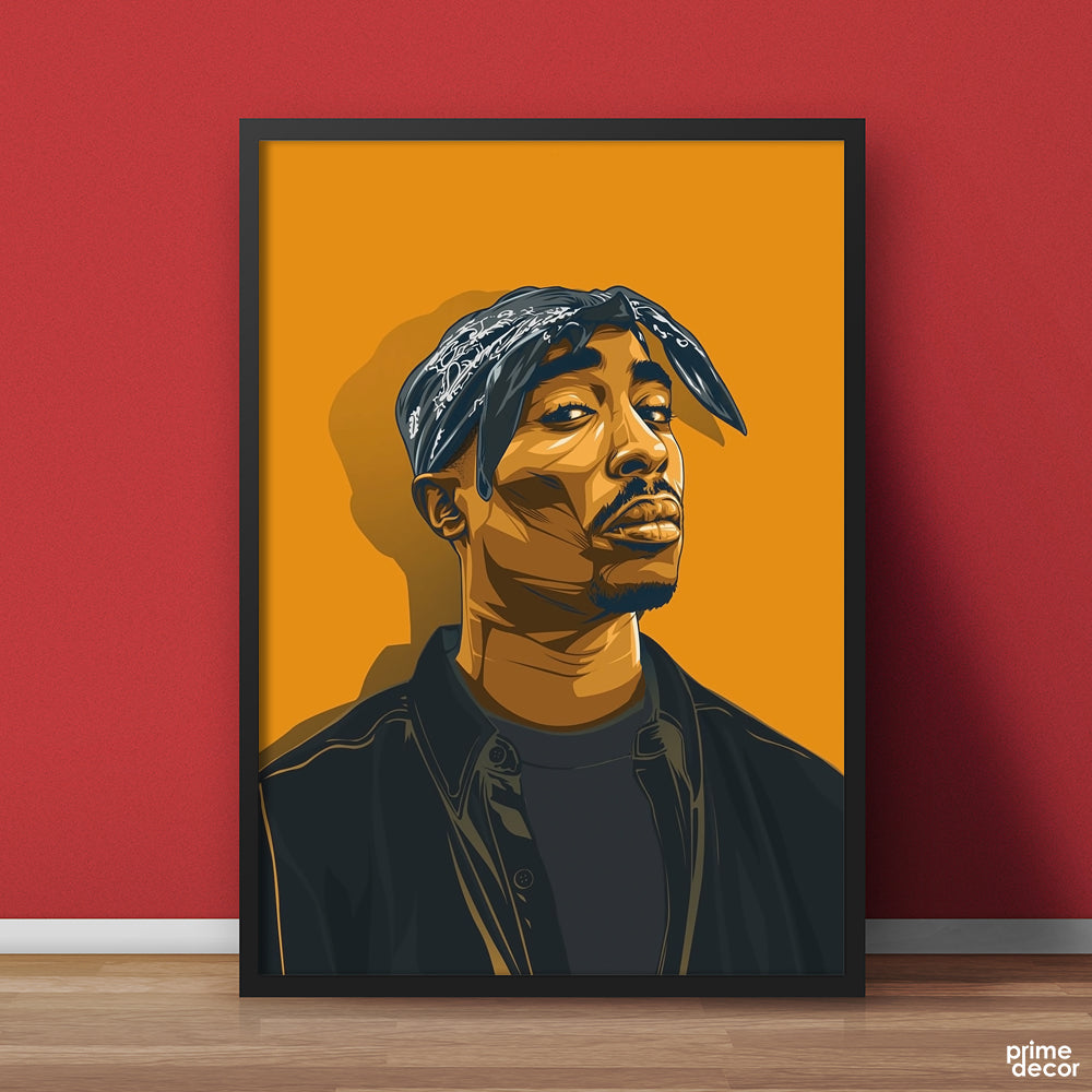 Tupac Shakur Artwork Yellow Grey | Music Wall Art - Prime Décor