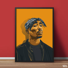 Tupac Shakur Artwork Yellow Grey | Music Wall Art - Prime Décor