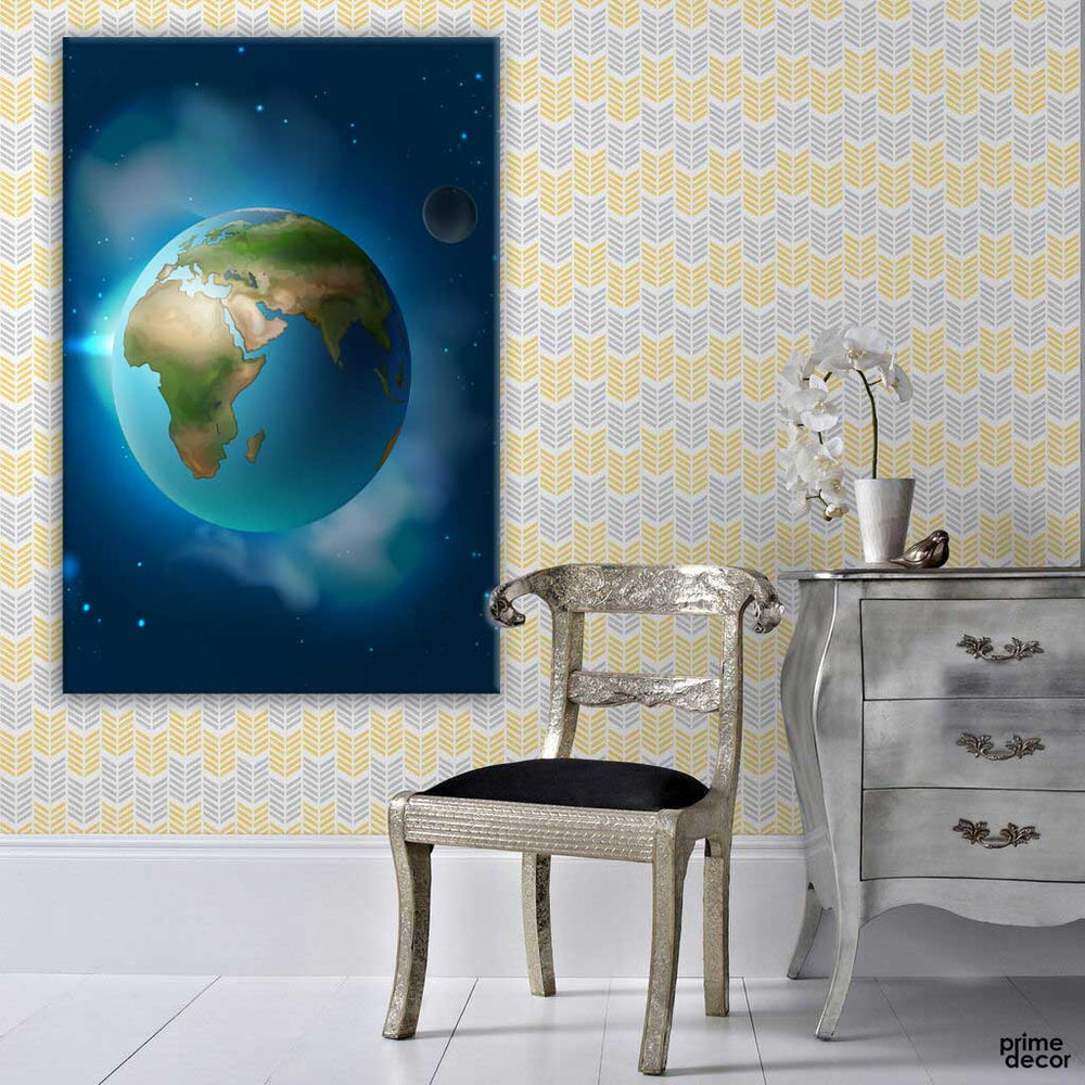Isolated Planet Earth Space with Moon Stars (Single Panel) Earth Wall Art - Prime Décor