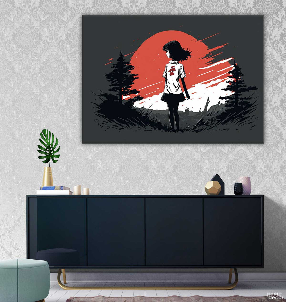 Young Girl Painting in Dark (Single Panel) Painting Wall Art - Prime Décor