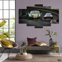 Motorsport Green & Yellow Racing Car (5 Panel) | Car Wall Art - Prime Décor