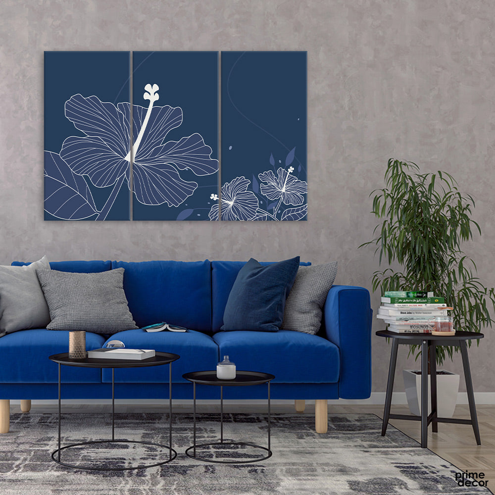 Flowers Petal Leaves (3 Penals) Floral Wall Art - Prime Décor