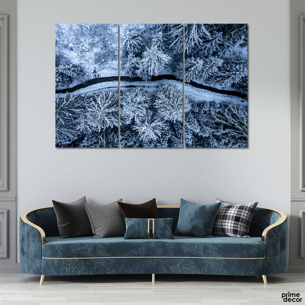 Long Road in Frozen Landscape (3 Panel) Nature Wall Art - Prime Décor