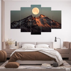 Full Moon Over the Glacier (5 Panel) Landscape Wall Art - Prime Décor