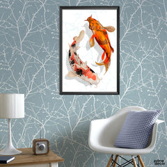 Two Japanese Koi Fish Swimming (Single Panel) Animal Wall Art - Prime Décor
