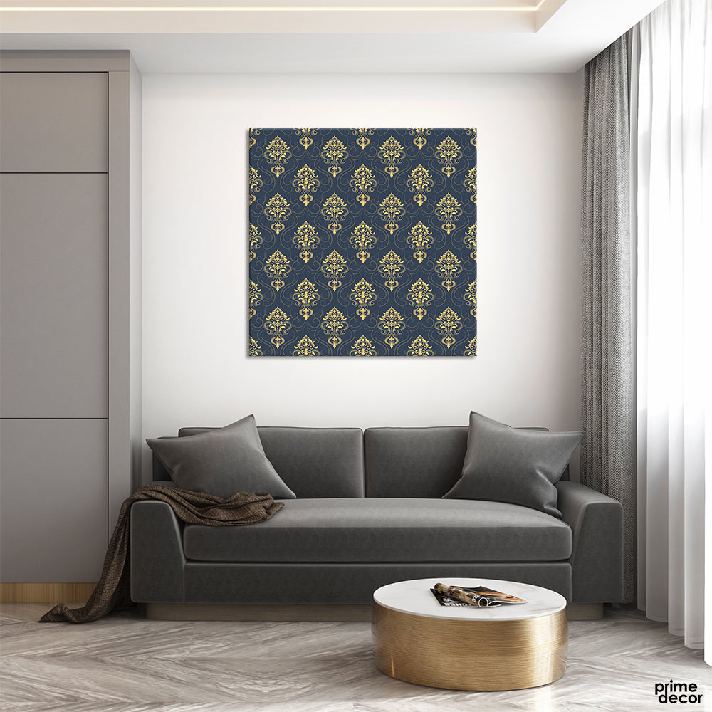 Deep Green & Gold Pattern (Single Panel) Square Wall Art - Prime Décor