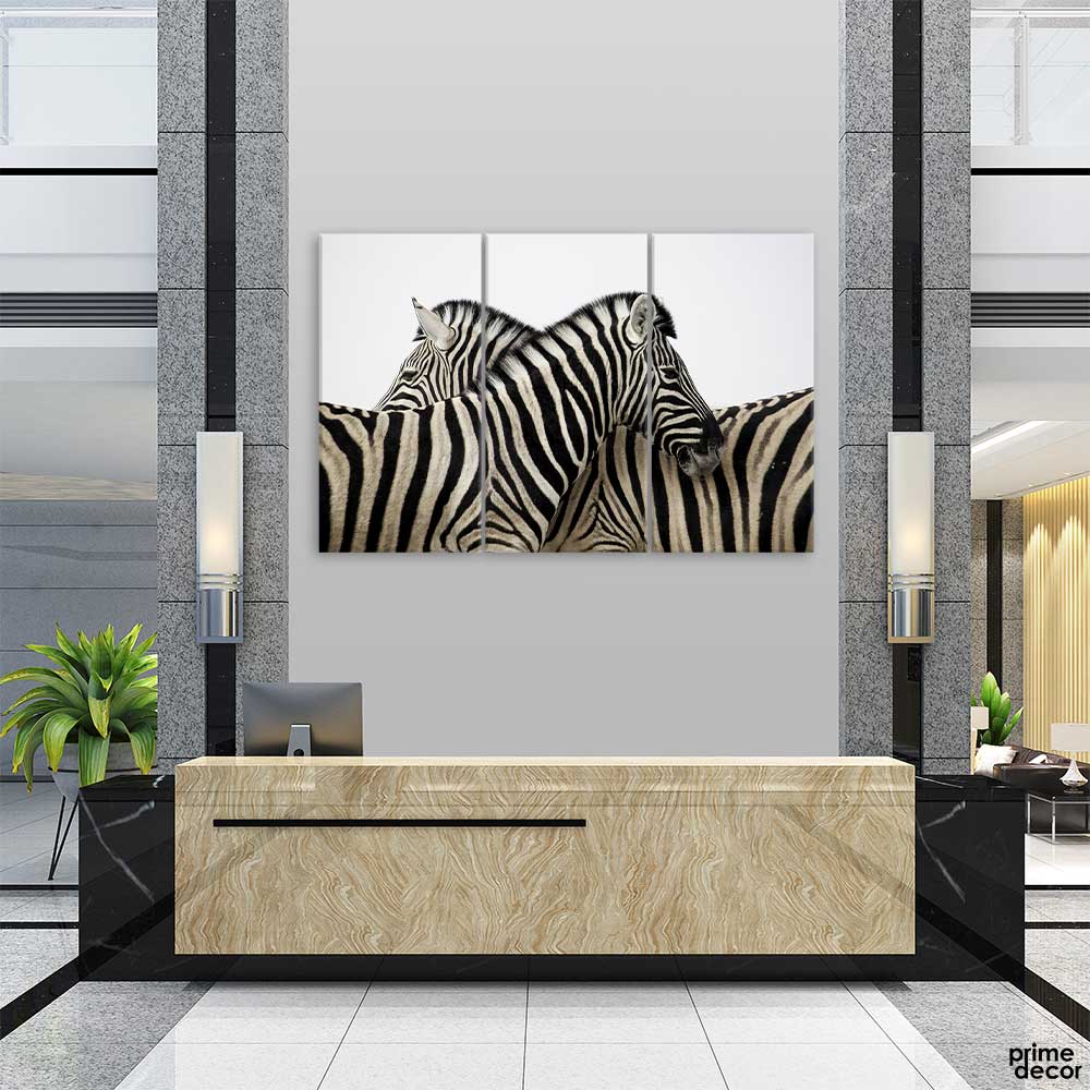 Zebra Stripes Couple (3 Panel) | Animal Wall Art - Prime Décor