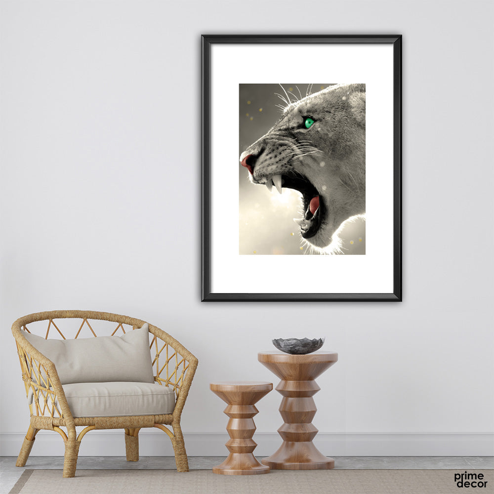 Dangerous Tiger Black & White | Animal Poster Wall Art - Prime Décor