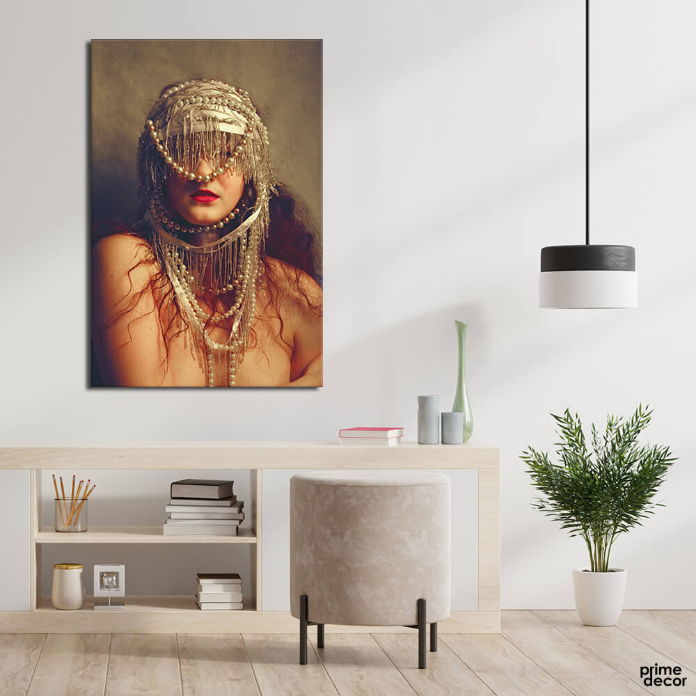 Golden Pearl Women (Single Panel) Fashion Wall Art - Prime Décor