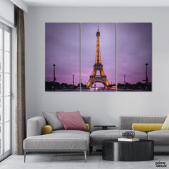 Eiffel Tower in the Evening (3 Panel) Architecture Wall Art - Prime Décor