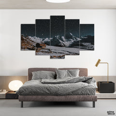 Hut Under The Stars (5 Panel) Landscape Wall Art - Prime Décor