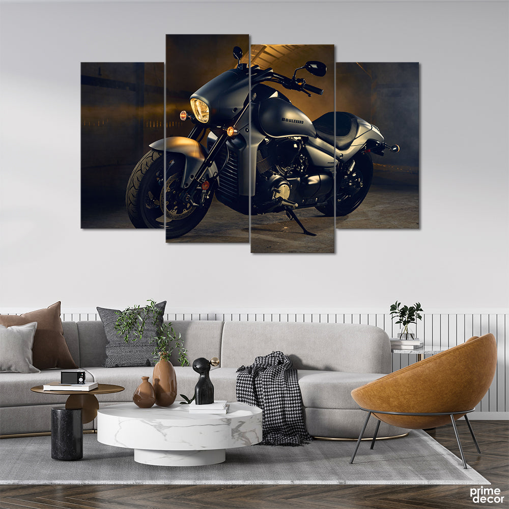 Suzuki Boulevard Black Edition (4 Panel) Bikes Wall Art - Prime Décor